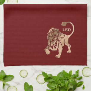 Leo Lion Brossé Or RED Zodiac Serviette