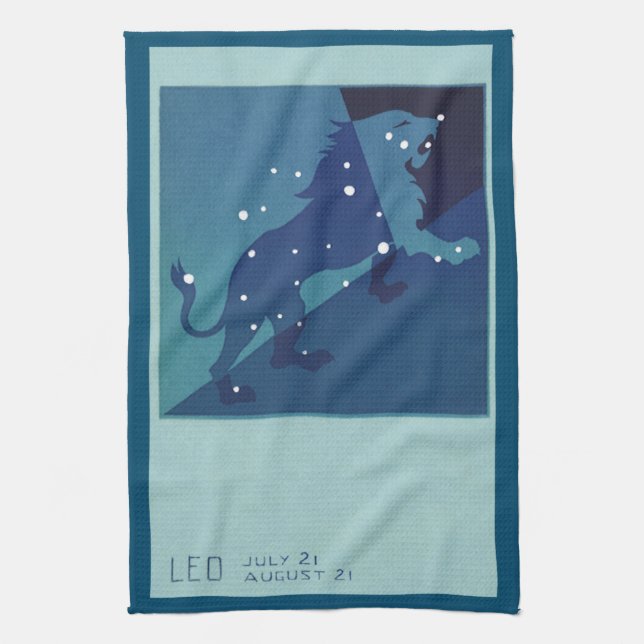 Leo Lion Constellation Vintag Zodiac Astrologie Geschirrtuch (Vertikal)