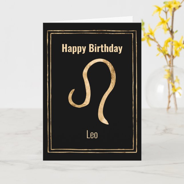Leo Lion Gold Astrologie zodiac Happy Birthday Karte (Gelbe Blume)