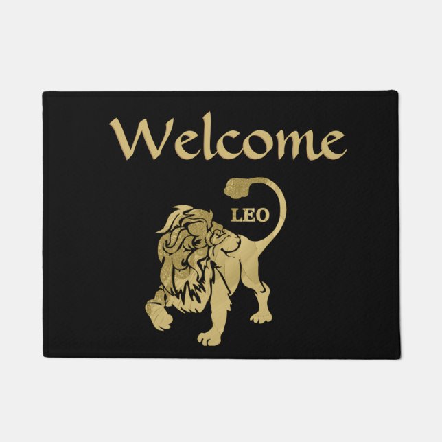 Leo Lion Zodiac Black Fußmatte (Vorderseite)