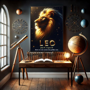 Leo Lion Zodiac Celestial Poster