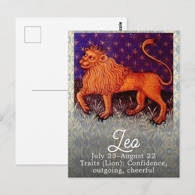 Leo Lion Zodiac Sign Horoscope Birthday Party Postkarte (Vorne/Hinten)