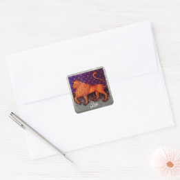 Leo Lion Zodiac Sign Horoscope Birthday Party Quadratischer Aufkleber