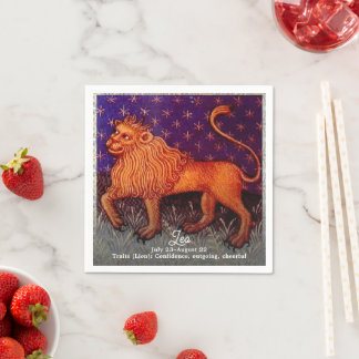 Leo Lion Zodiac Sign Horoscope Birthday Party Serviette