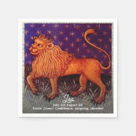 Leo Lion Zodiac Sign Horoscope Birthday Party Serviette