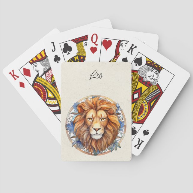 Leo Lion Zodiac Watercolor Spielkarten (Rückseite)
