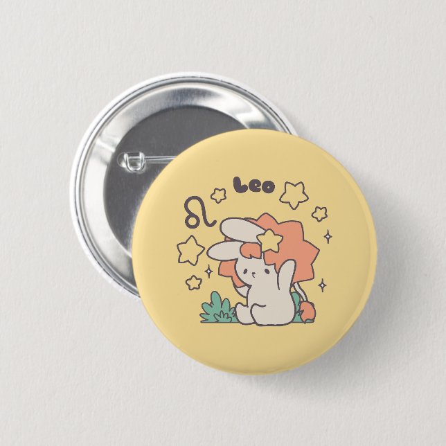 Leo Loppi Tokki Zodiac Serie Art Button (Vorne & Hinten)