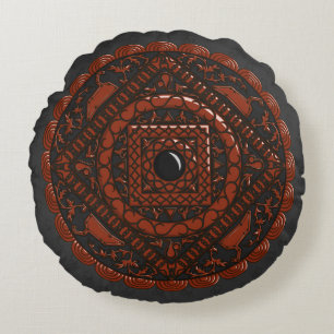 Leo Mandala Round Pillow Rundes Kissen