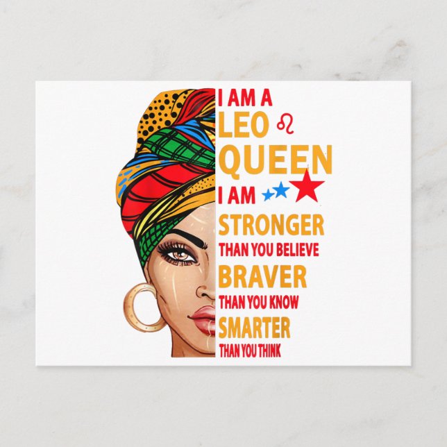 Leo queen I am stronger funny birthday gift for Le Postkarte (Vorderseite)