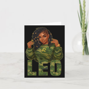 Leo Queen Locd Black Woman Camouflage Zodiac Sign Karte