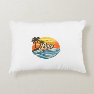 Leo Retro-Sonnenuntergang-Name-Design Dekokissen
