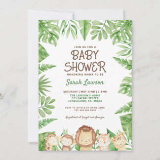 Leo Safari Baby shower Jungle Thème Invitation