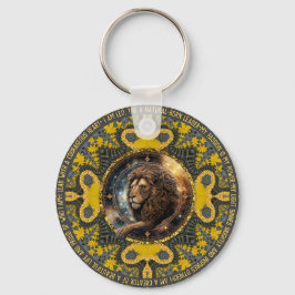 Leo Sign Affirmations Gold Yellow Fraktal Mandala Schlüsselanhänger