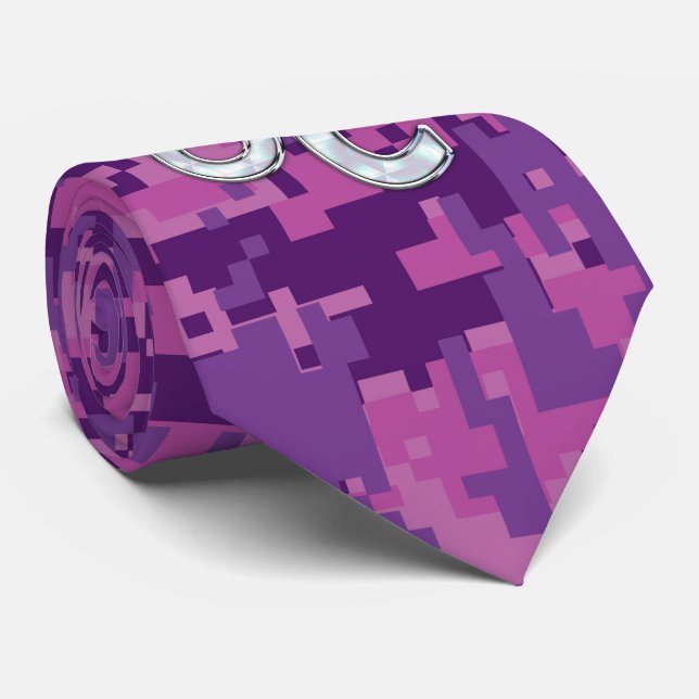 Leo Sign auf Girly Pink Fuchsia Digitale Camouflag Krawatte (Gerollt)