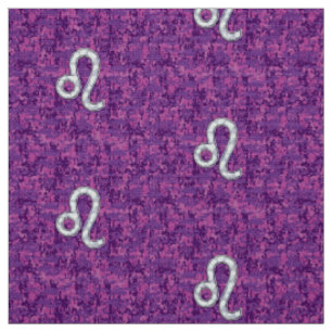 Leo Sign auf Girly Pink Fuchsia Digitale Camouflag Stoff