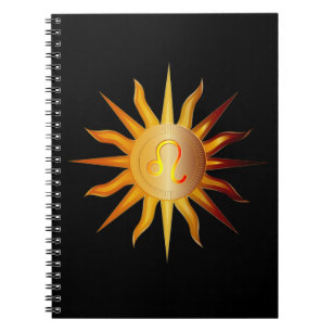 Leo-Sonne-Feuerzeichen-Geburtsmonat Rot & Gold Jou Notizblock