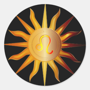 Leo Sonne Feuerzeichen Geburtsmonat Rot & Gold Runder Aufkleber