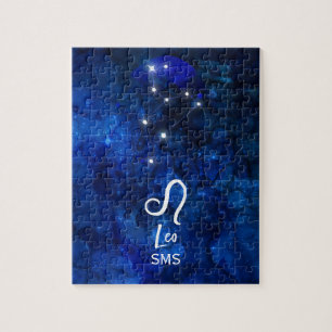 Leo-Sternbild Dunkelblau-Galaxie-Monogramm