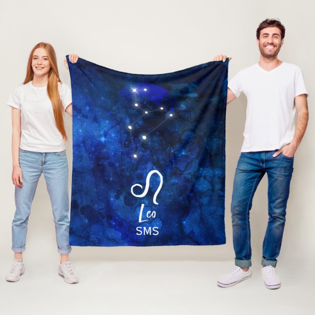 Leo-Sternbild Dunkelblaues Galaxie-Monogramm Fleecedecke (Beispiel)