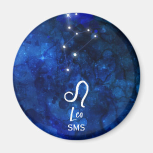 Leo-Sternbild Dunkelblaues Galaxie-Monogramm Magnet