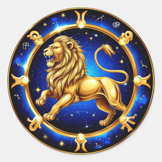♌ Leo Sternzeichen-Emblem Klassischer Aufkleber Ge (Vorderseite)
