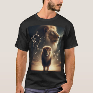 Leo-Sternzeichen-Kunst - Majestätischer Löwe und S T-Shirt