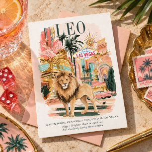 Leo Sternzeichen Las Vegas Löwe Aquarell-Kunst Postkarte