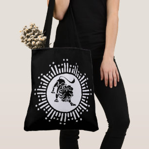 Leo-Sternzeichen-Löwensymbol mit Sternen Schwarz u Tasche