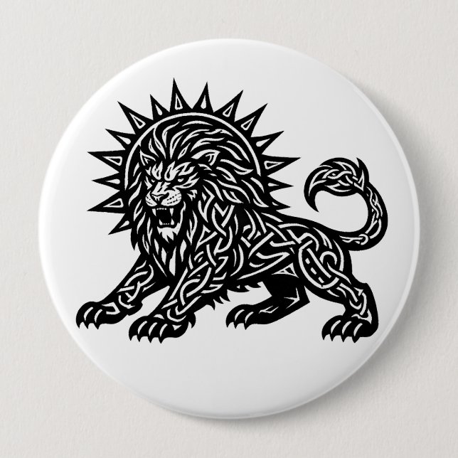 Leo Sternzeichen Sonnenmähne Löwe | BurnsInHell Button (Vorderseite)