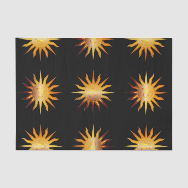 Leo Sun Fire Sign Birth Monat Black Red & Gold Seidenpapier (Vorderseite)
