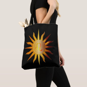 Leo Sun Fire Sign Birth Monat Rot & Gold Tasche