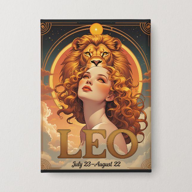 Leo Sun Sign Astrologie Juli August Geburtstag Button (Vorderseite)