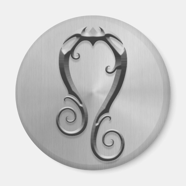 Leo-Symbol aus Edelstahl Magnet (Vorne)