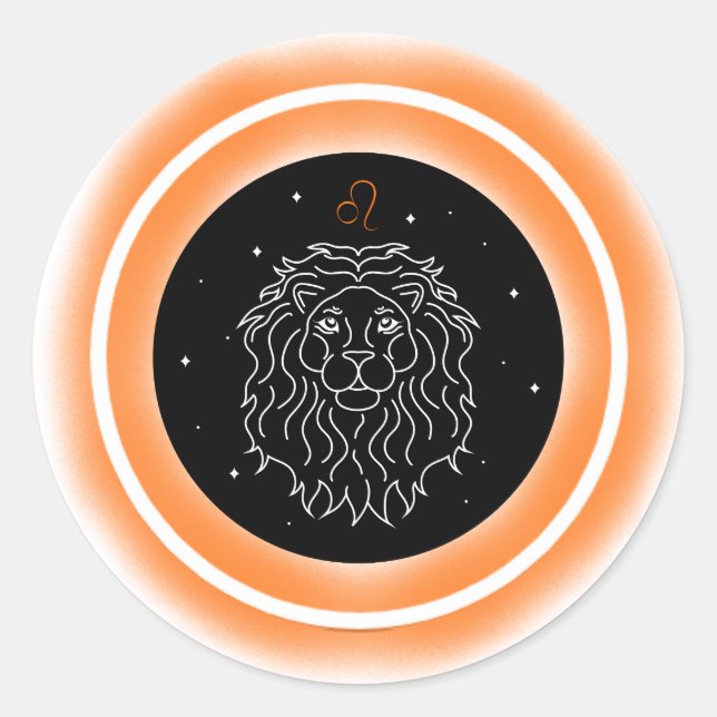 Leo Symbol – Minimal Astrology Emblem Runder Aufkleber (Vorderseite)