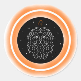Leo-Symbol – Minimales Astrologie-Emblem Runder Aufkleber