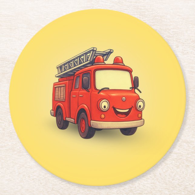 Leo the Fire Truck Kids's Paper Untersetzer (Vorderseite)
