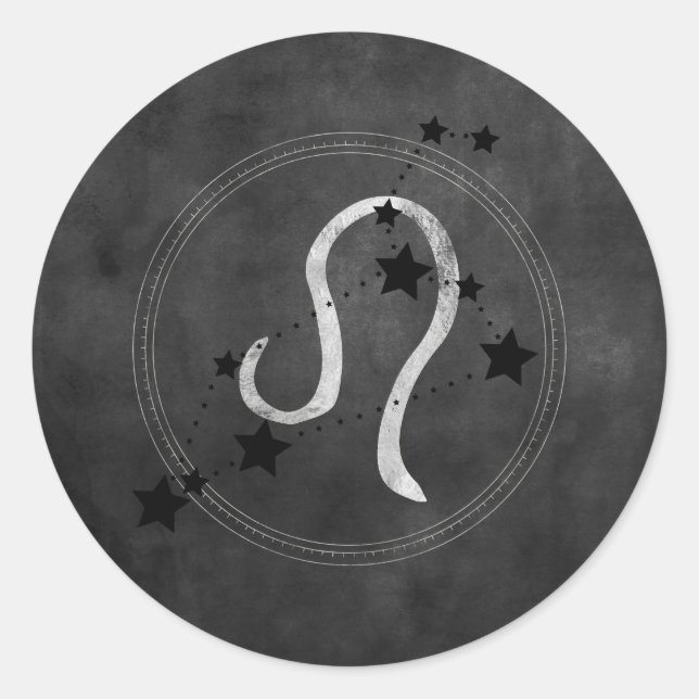 Leo the Lion schwarz silber Sternbild zodiac Runder Aufkleber (Vorderseite)