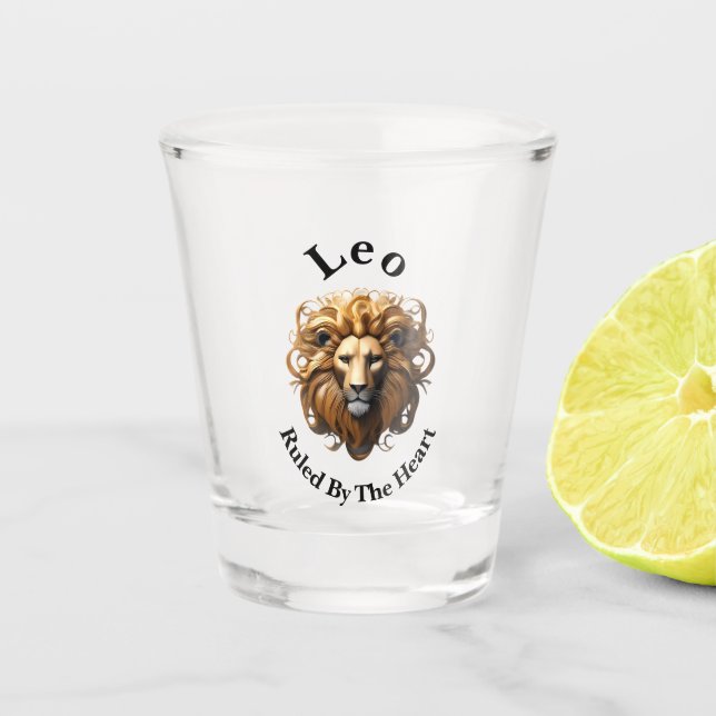 Leo The Lion: Zodiaks wildes Geburtszeichen Schnapsglas (Vorderseite)