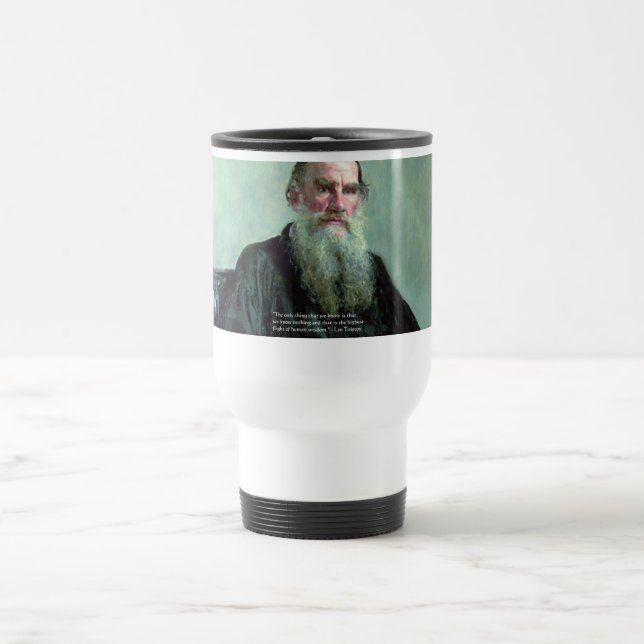 Leo Tolstoi "Know Nothing" Zitat GIfts T-Shirts Ka Reisebecher (Mittel)