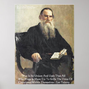 Leo Tolstoi "Krieg ist ungerecht" Weisheitszitat P Poster