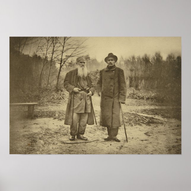 Leo Tolstoi und der Autor Maxim Gorky Poster (Vorne)