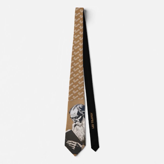 Leo Tolstoy Portrait - Goldene Illustration Krawatte (Vorderseite)
