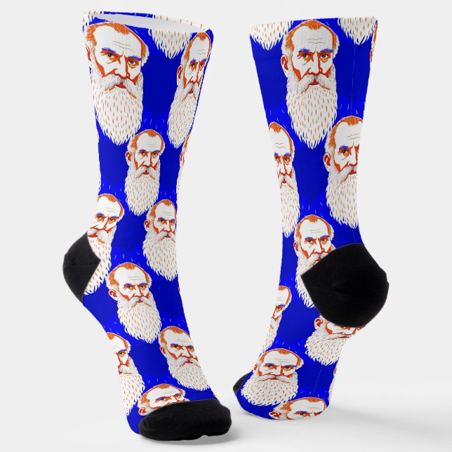 Leo Tolstoy Portrait - Grafik Socken (Gewinkelt)