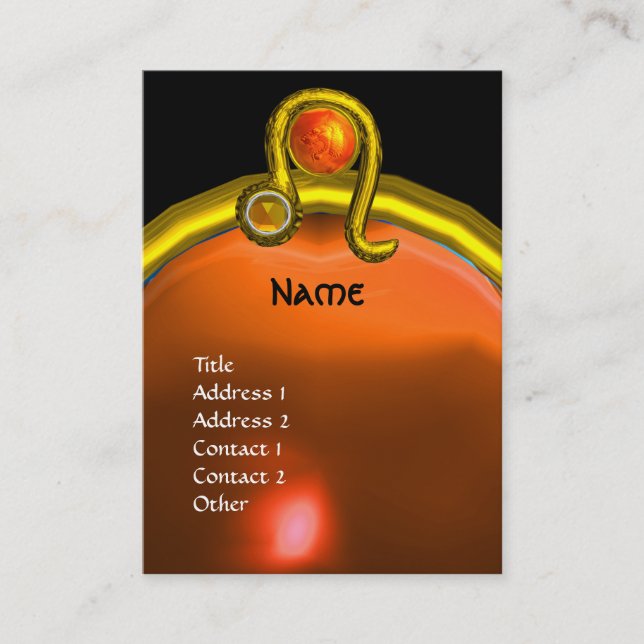 LEO, TOPAZ MONOGRAM, hellgelb, schwarz orange Visitenkarte (Vorderseite)