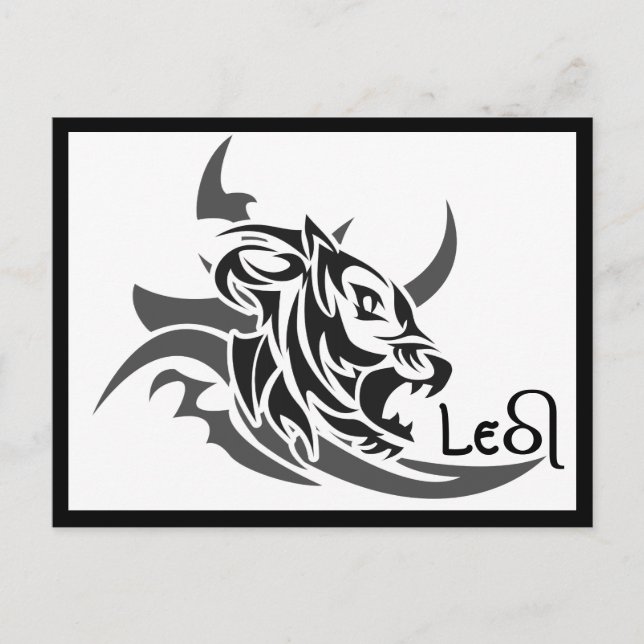Leo Tribal Lion Tattoo Postkarte (Vorderseite)