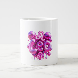 Leo Typography Pink Bubble Letters Mug  Jumbo-Tasse