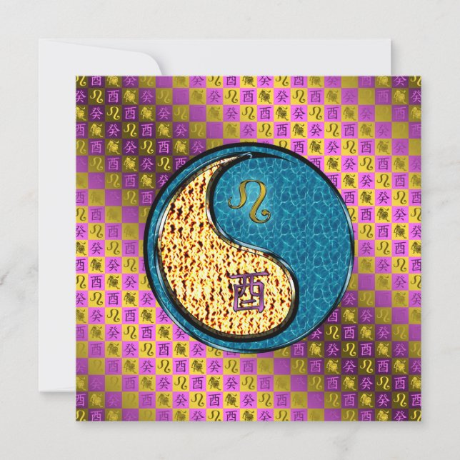 Leo & Water Rooster Karte (Vorderseite)