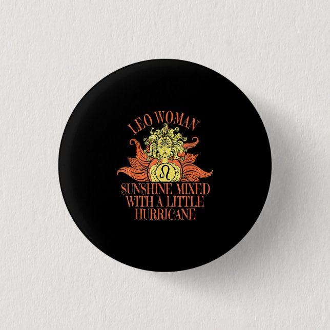 Leo Woman Zodiac Sign Juli August Geburtstag Button (Vorderseite)