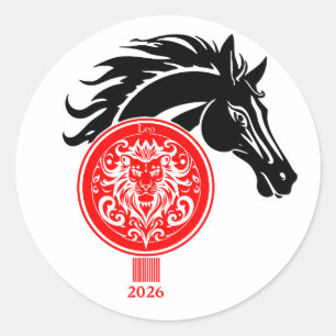 Leo x Jahr des Pferdes 2026 Runder Aufkleber