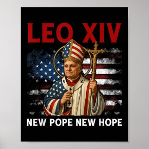 Leo Xiv Neuer Papst Neue Hoffnung Flagge Retro Vin Poster